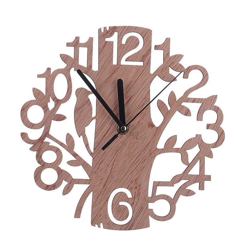 Tree Shape Wall Clock Real 3D Diy Wall W...