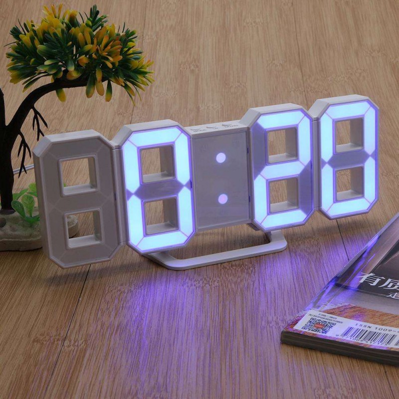 Digital LED Table Clock 24 or 12-Hour Display Alarm Snooze 8888 Display