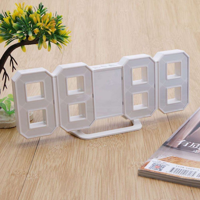 Digital LED Table Clock 24 or 12-Hour Display Alarm Snooze 8888 Display