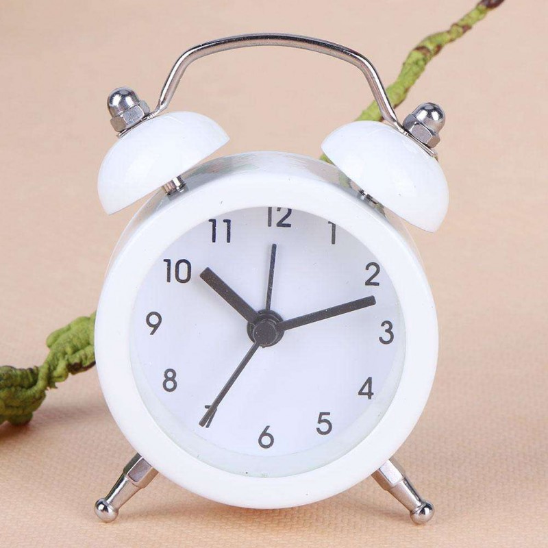 Mini Cartoon Dial Number Round Desk Children Metal Alarm Clock(White)