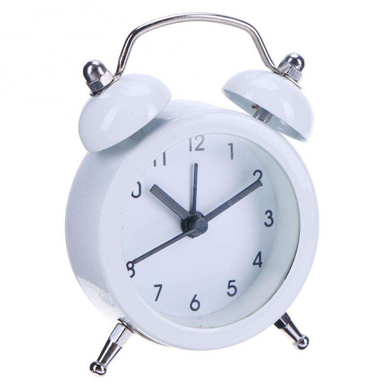 Mini Cartoon Dial Number Round Desk Children Metal Alarm Clock(White)