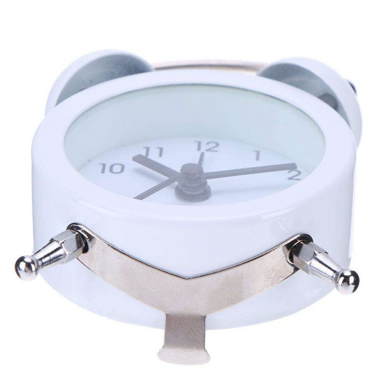 Mini Cartoon Dial Number Round Desk Children Metal Alarm Clock(White)