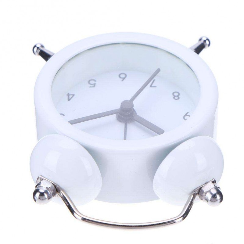 Mini Cartoon Dial Number Round Desk Children Metal Alarm Clock(White)