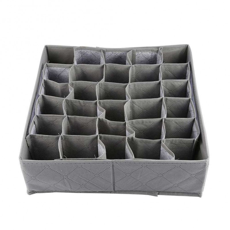 Household 30 Cell Wardrobe Underwear Organizer Detachable Ties Storage Box