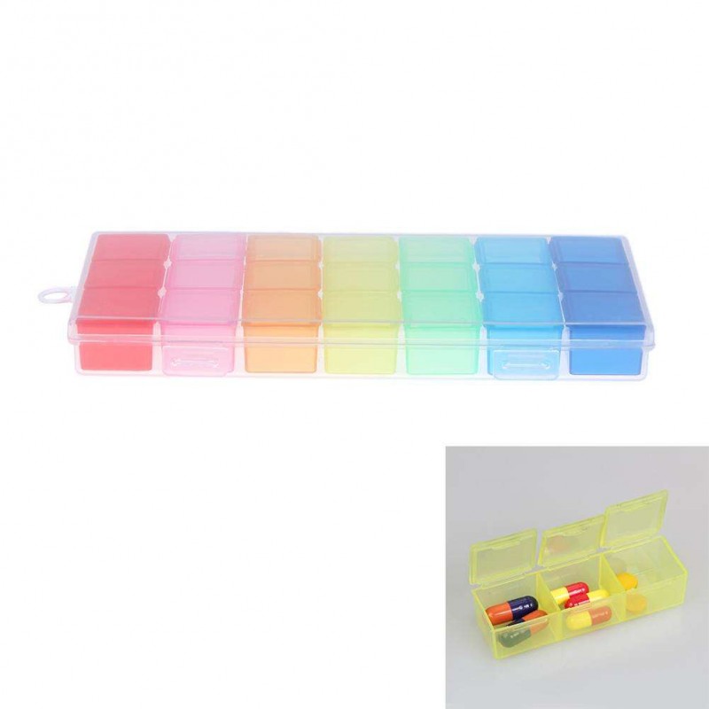 Plastic 21 Slots Portable Jewelry Storage Box Detachable Craft Organizer