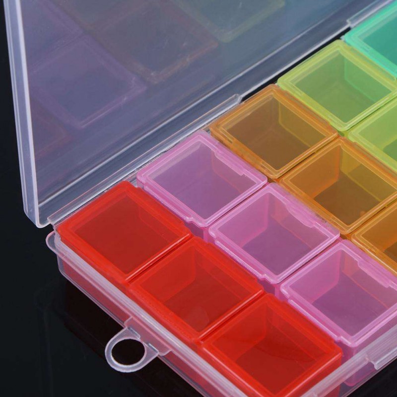 Plastic 21 Slots Portable Jewelry Storage Box Detachable Craft Organizer