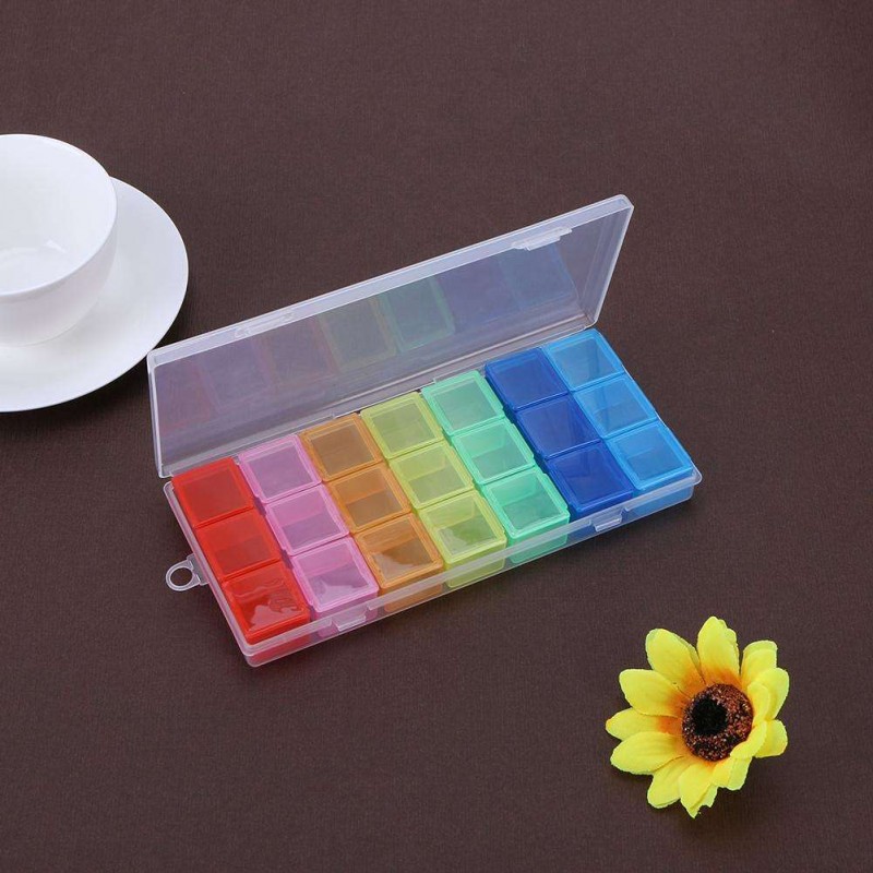 Plastic 21 Slots Portable Jewelry Storage Box Detachable Craft Organizer