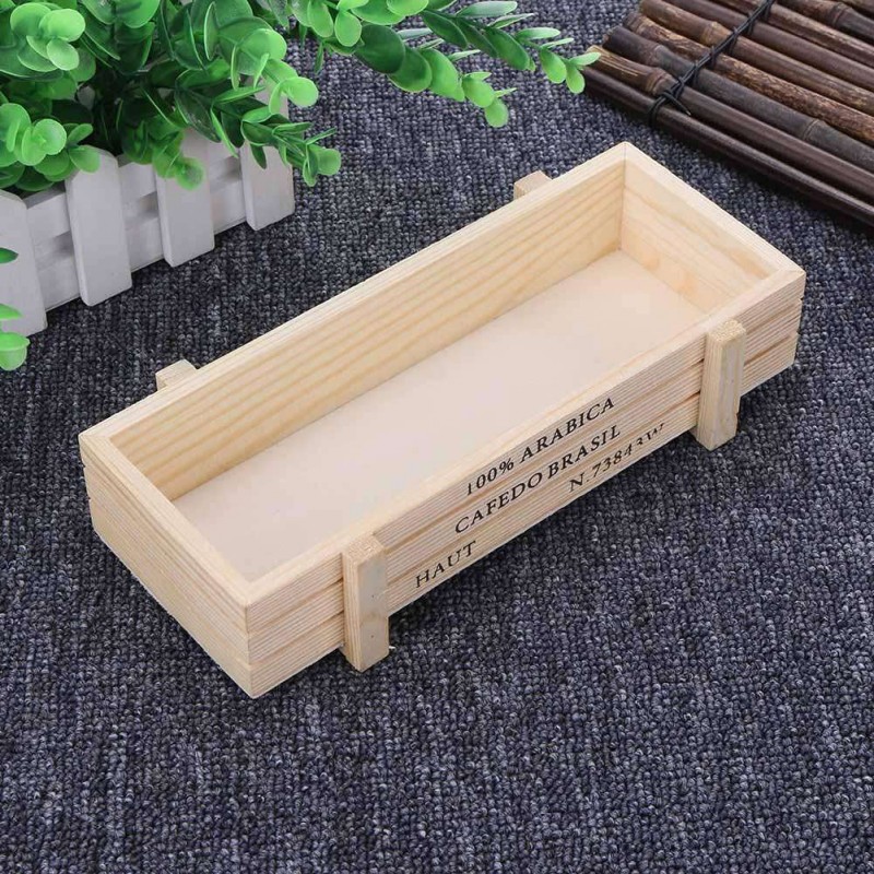 Vintage Wooden Box Garden Flower Pot Trinket Decorative Storage Case(White)