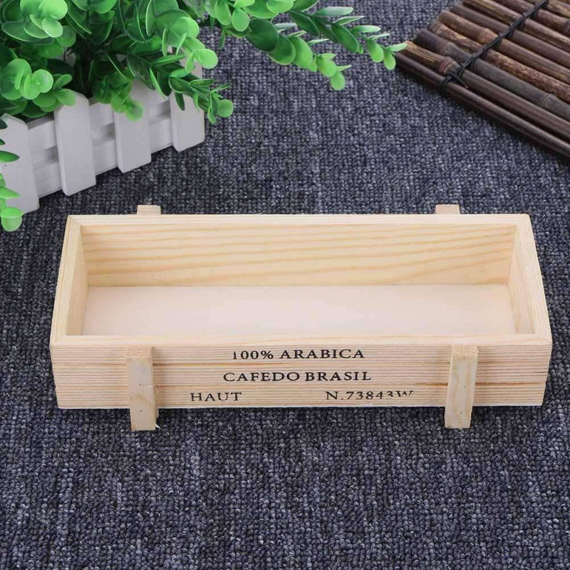 Vintage Wooden Box Garden Flower Pot Trinket Decorative Storage Case(White)