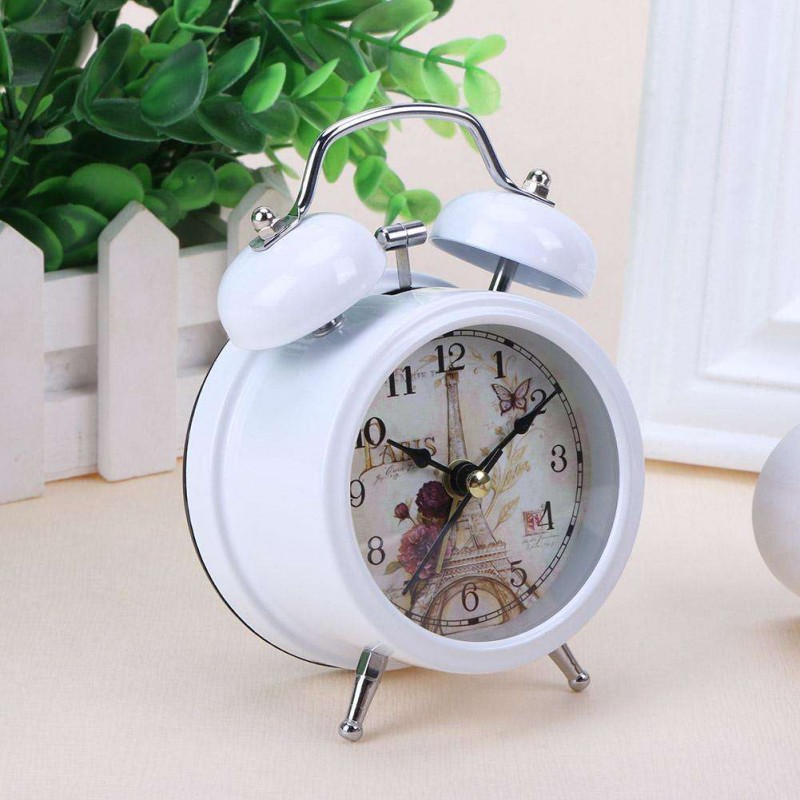 Vintage Bell Alarm Clock Silent No Ticking Desk Table Bedroom Clock(1)