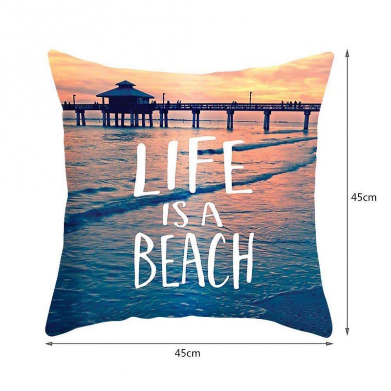 Sea Printing Pillowcase Sofa Throw Pillowslip Cover Car Cushion Case(C)