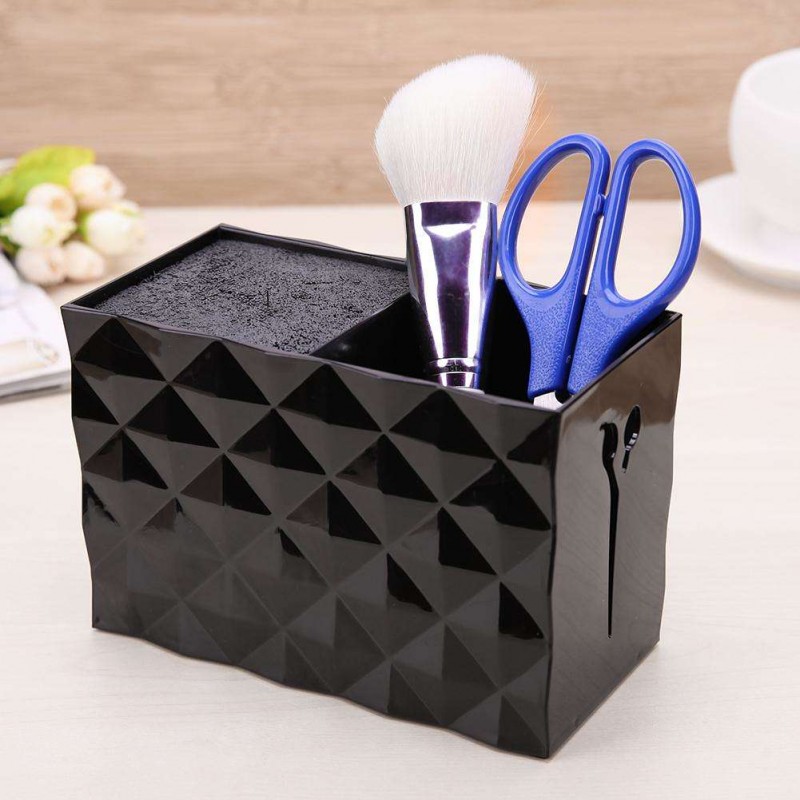 Non Slip Socket Hair Scissor Comb Hair Clips Storage Box Stand Case(Black)