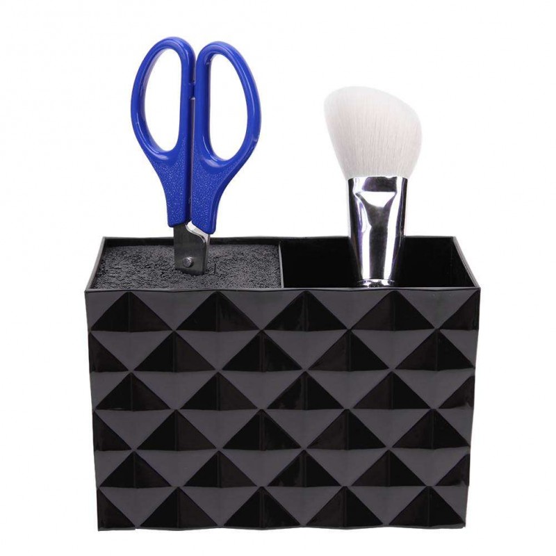 Non Slip Socket Hair Scissor Comb Hair Clips Storage Box Stand Case(Black)