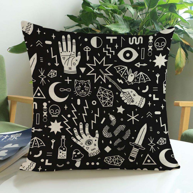 Starry Moon Linen Throw Pillow Case Waist Rest Cushion Cover Home Decor(A)