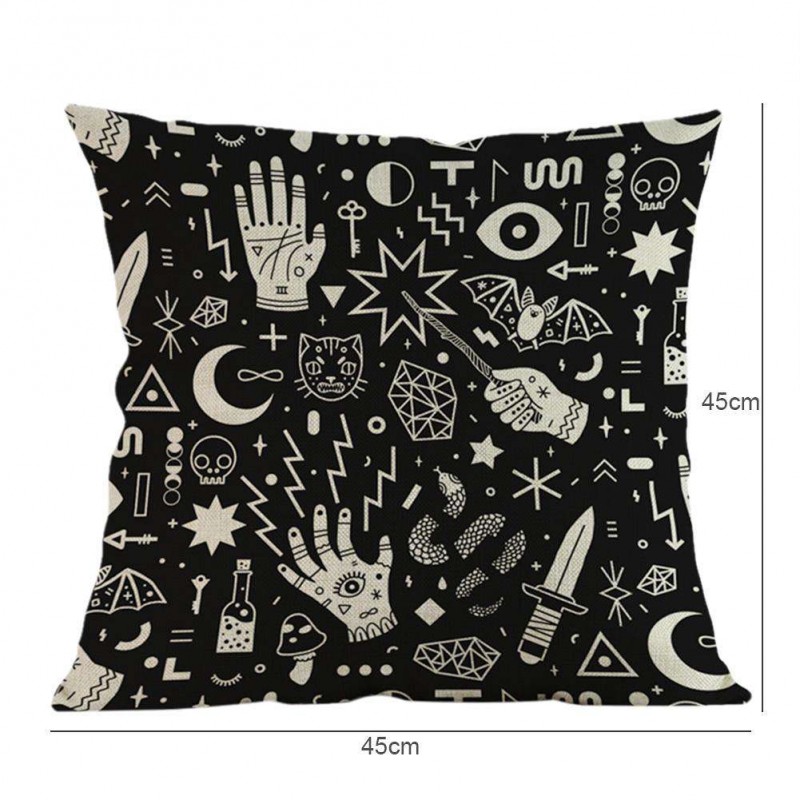 Starry Moon Linen Throw Pillow Case Waist Rest Cushion Cover Home Decor(A)