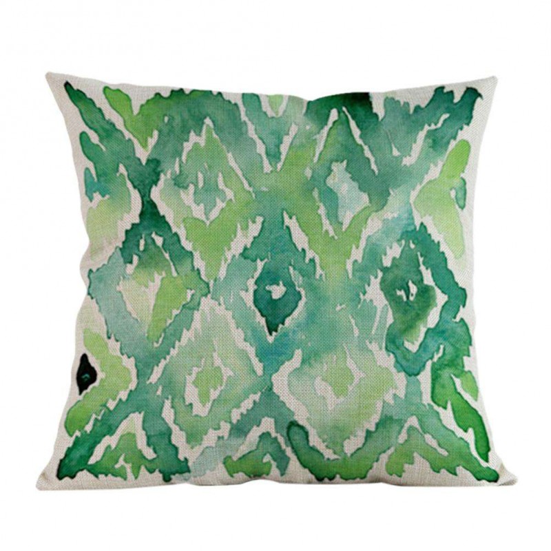 Leaves Print Linen Pillow Case Waist Cus...