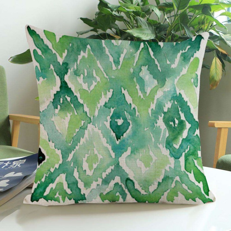 Leaves Print Linen Pillow Case Waist Cushion Cover Pillowslip Home Decor(A)