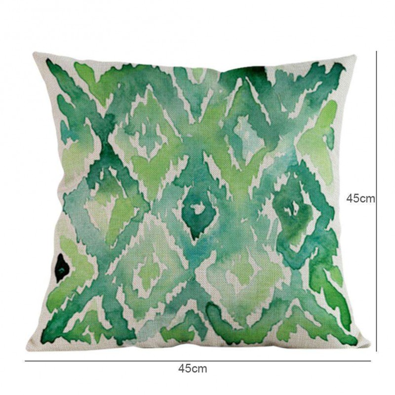 Leaves Print Linen Pillow Case Waist Cushion Cover Pillowslip Home Decor(A)