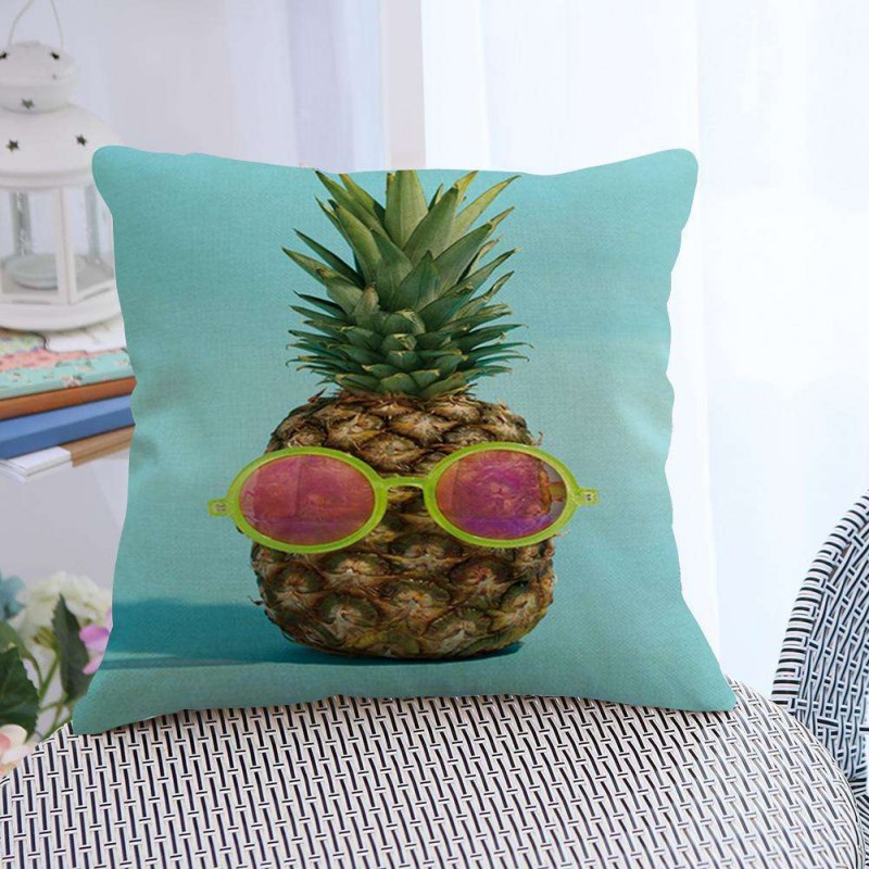 Pineapple Printed Linen Sofa Bed Pillow Case Car Cushion Cover Home Decor(A