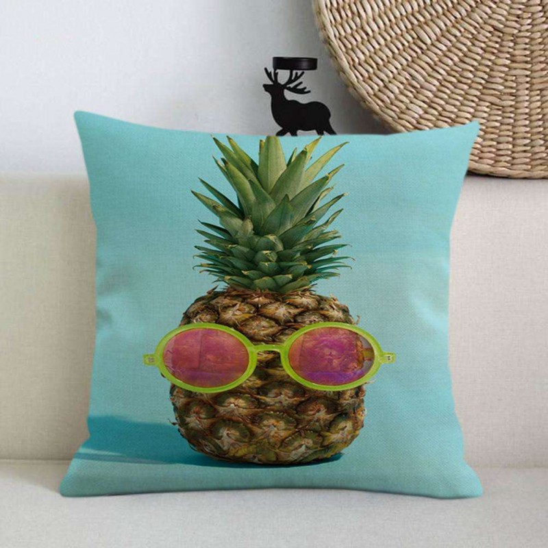 Pineapple Printed Linen Sofa Bed Pillow Case Car Cushion Cover Home Decor(A