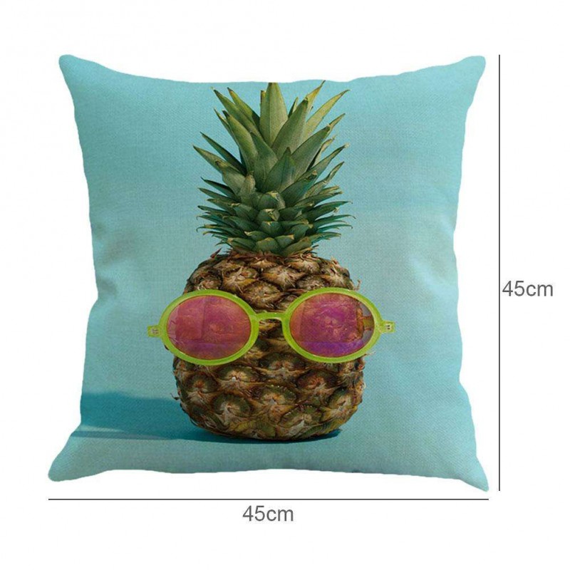 Pineapple Printed Linen Sofa Bed Pillow Case Car Cushion Cover Home Decor(A