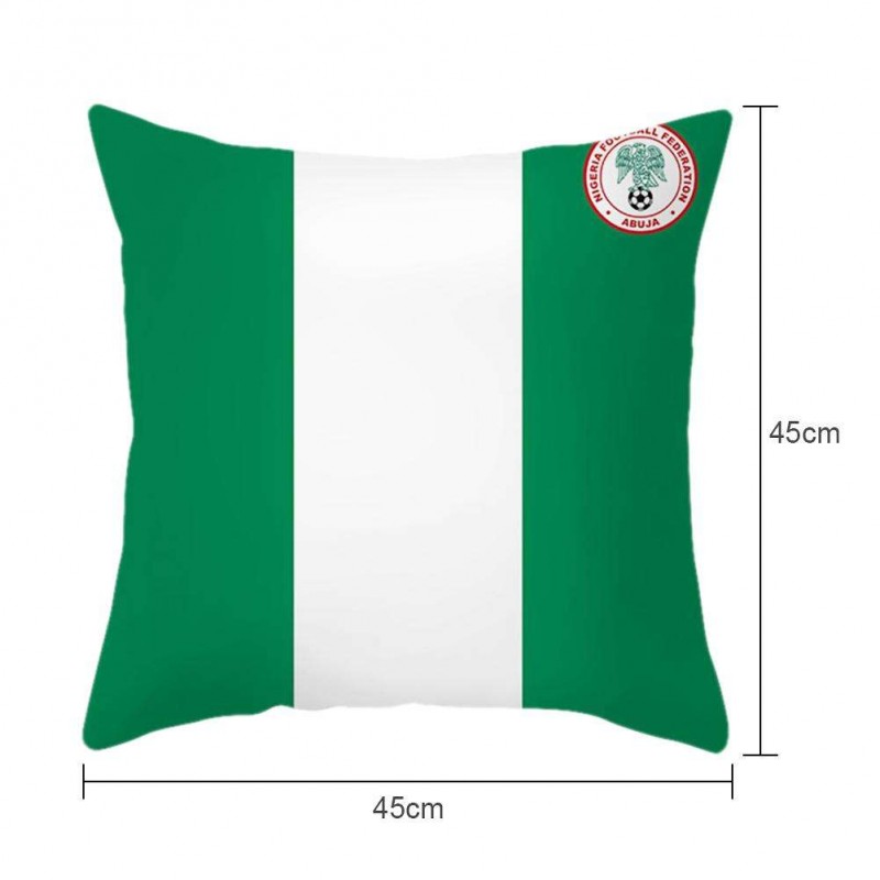 Russia World Cup National Flag Print Cushion Cover Pillow Case(Nigeria