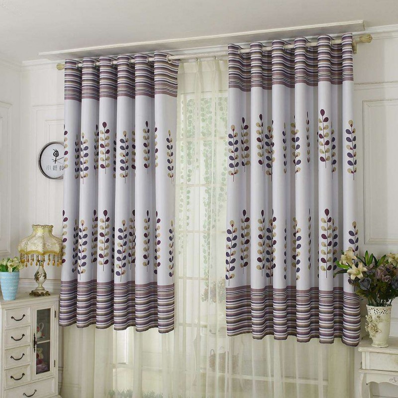 Pastoral Style Star Print Blackout Punching Curtain Shading Screen Drape(A)