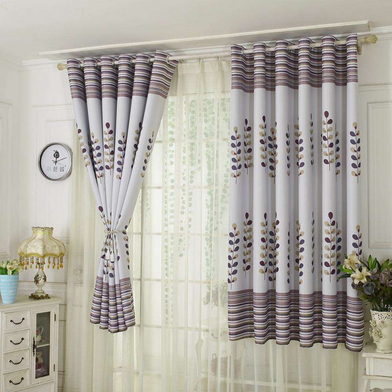 Pastoral Style Star Print Blackout Punching Curtain Shading Screen Drape(A)