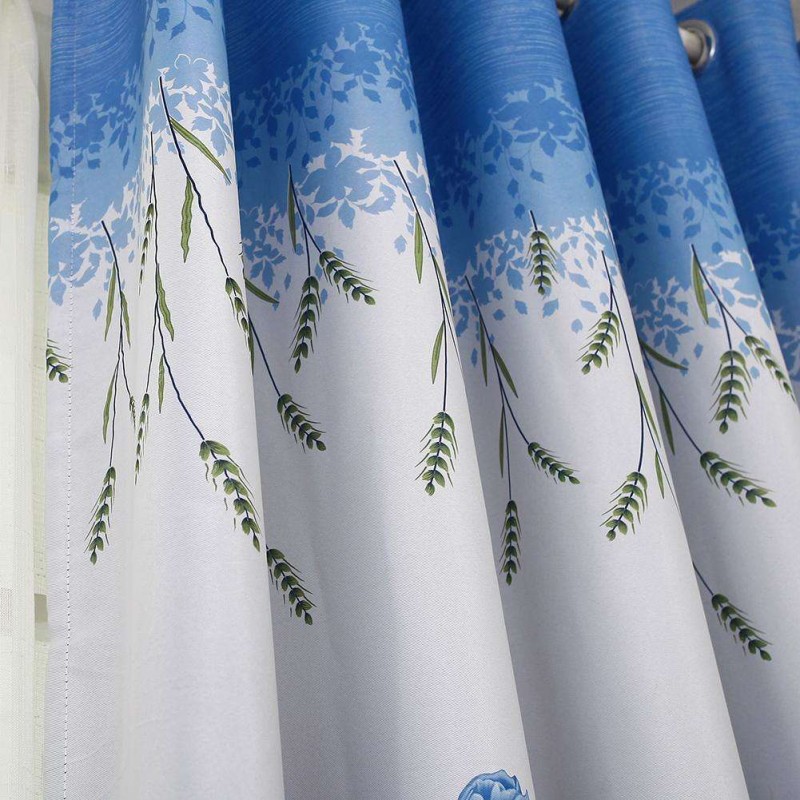 Tulips Print Blackout Window Curtain Punching Purdah Shading Screen Drape