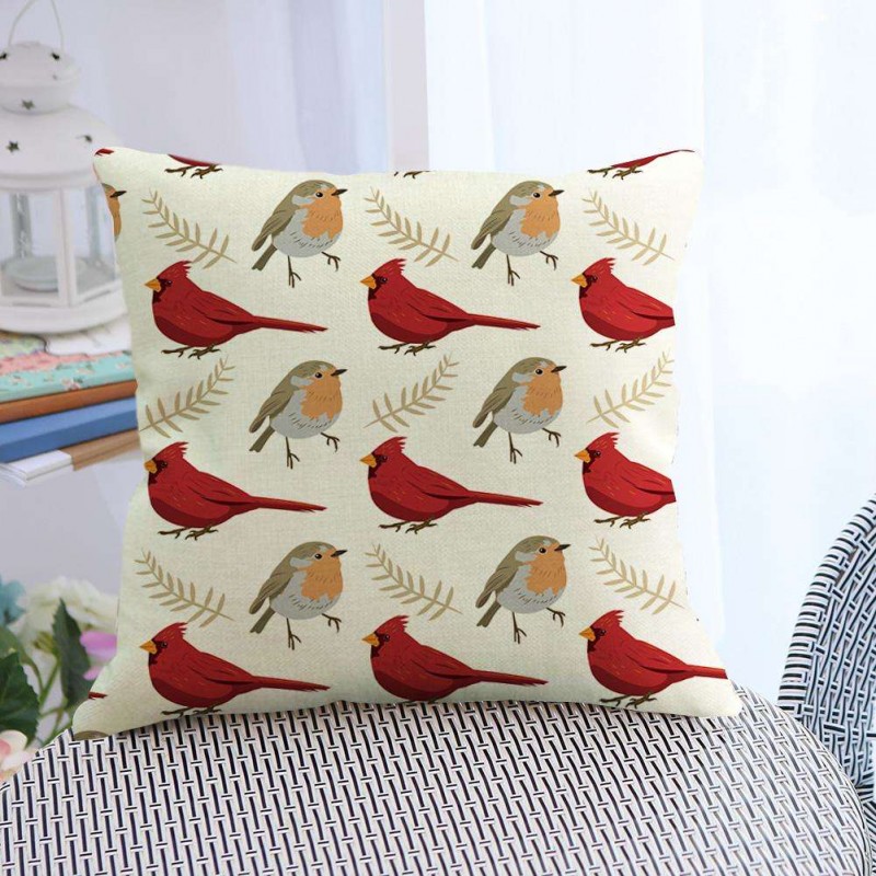 Animal Birds Print Breathable Linen Cushion Cover Pillowcase Home Decor(A)