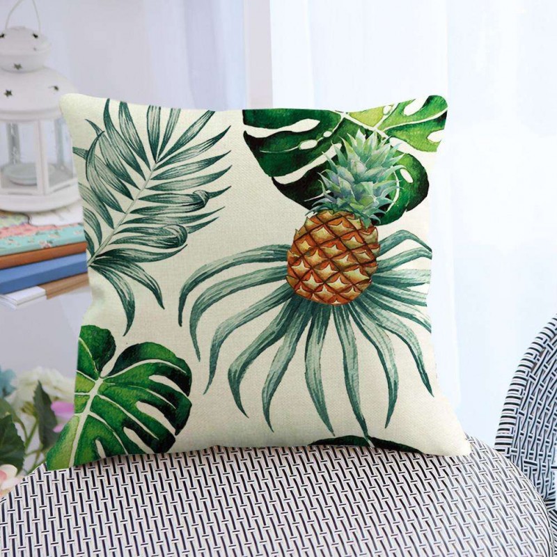 Pineapple Pattern Breathable Pillowcase Waist Cushion Cover Home Decor(A)