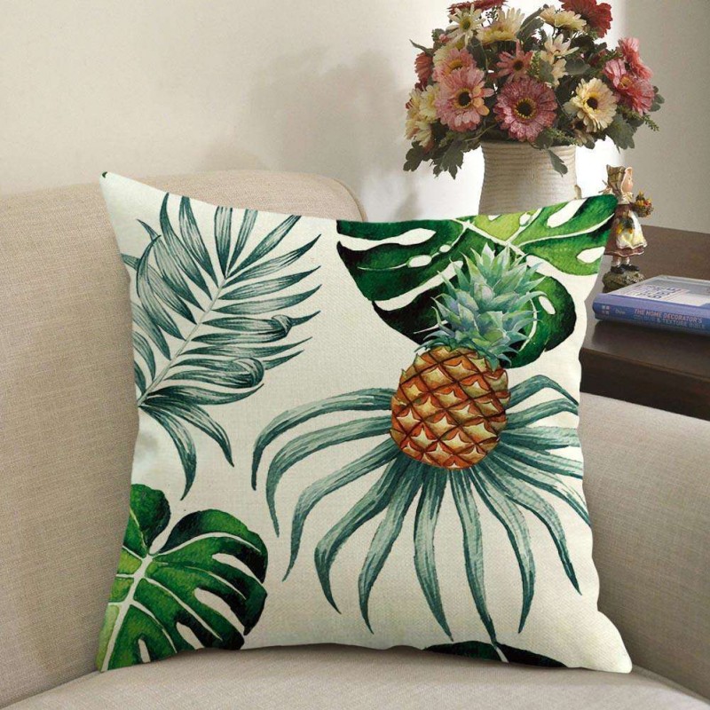 Pineapple Pattern Breathable Pillowcase Waist Cushion Cover Home Decor(A)