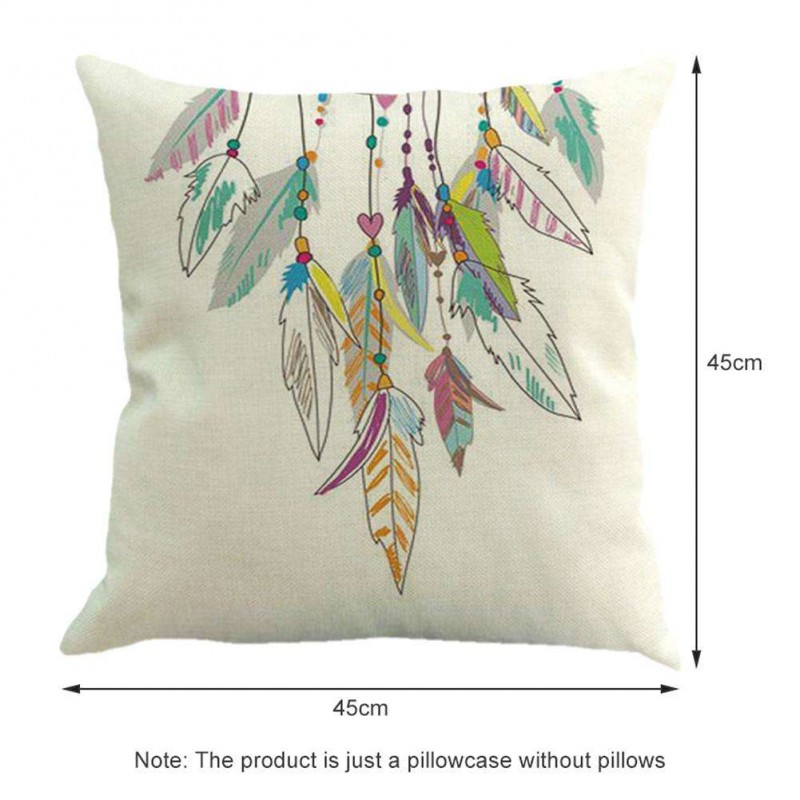 Dreamcatcher Print Breathable Linen Cushion Cover Pillow Case Home Decor(A)