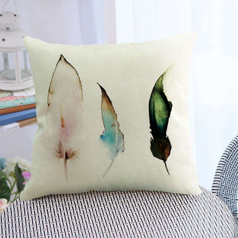 Vintage Cotton Flax Cushion Cover Feather Linen Pillow Case Sofa Decor(1)