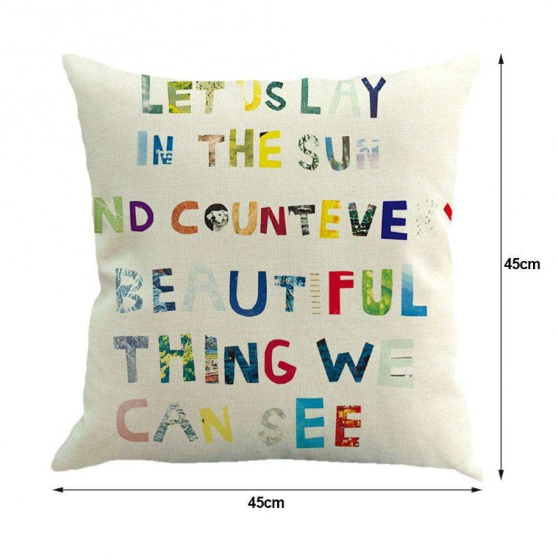 English Letter Print Breathable Linen Pillowcase Cushion Cover Home Decor(A