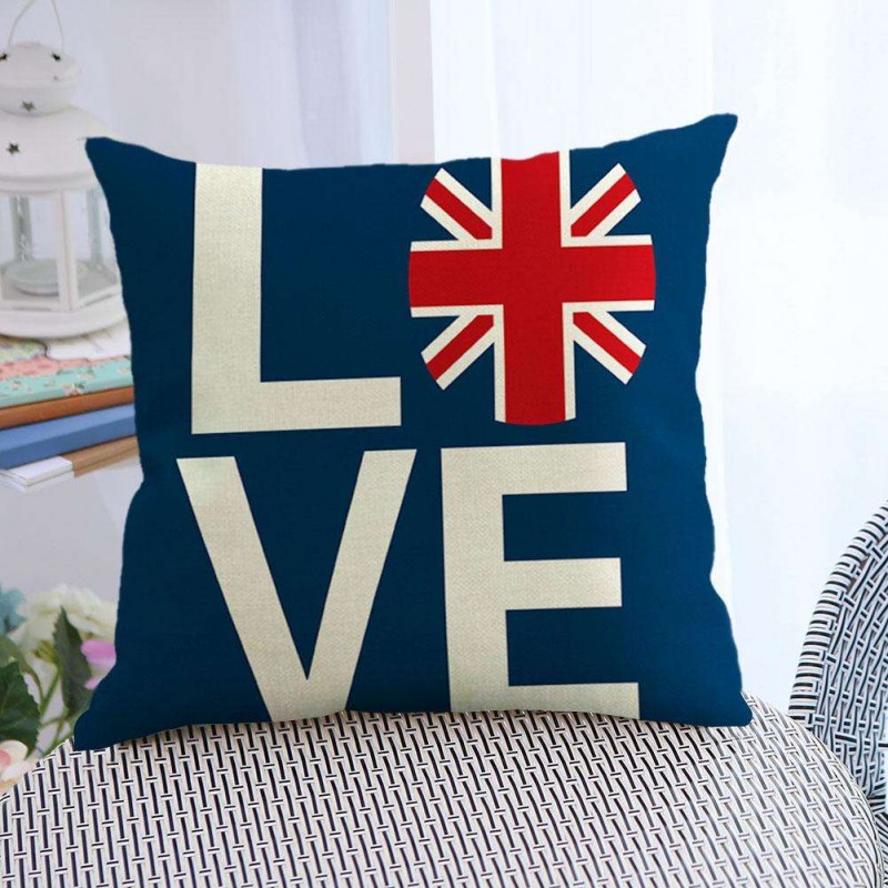 British Flag Print Breathable Pillowcase Waist Cushion Cover Home Decor(D)