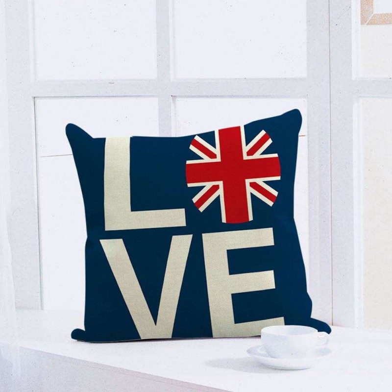 British Flag Print Breathable Pillowcase Waist Cushion Cover Home Decor(D)