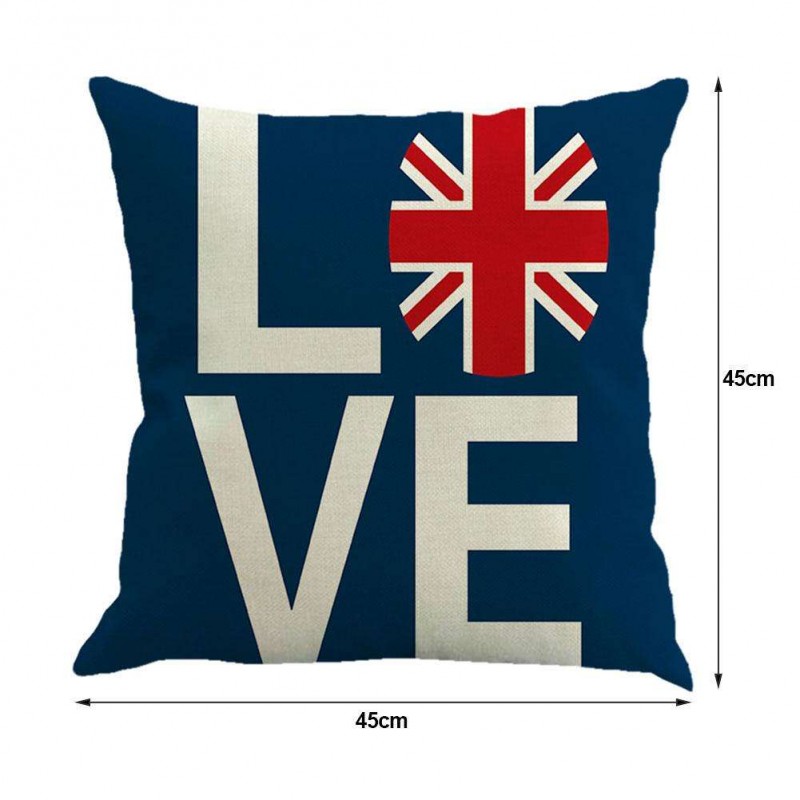 British Flag Print Breathable Pillowcase Waist Cushion Cover Home Decor(D)