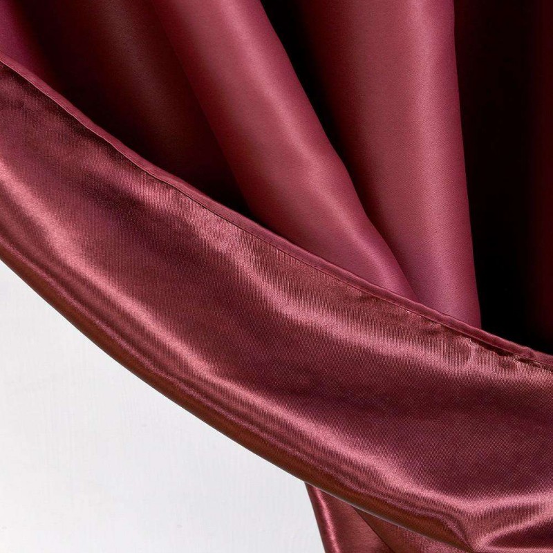 Solid Blackout Shading Window Punching Curtain Purdah Home Decor(Wine Red)