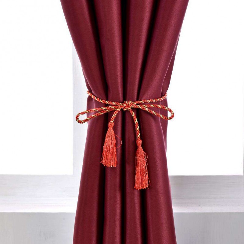 Solid Blackout Shading Window Punching Curtain Purdah Home Decor(Wine Red)