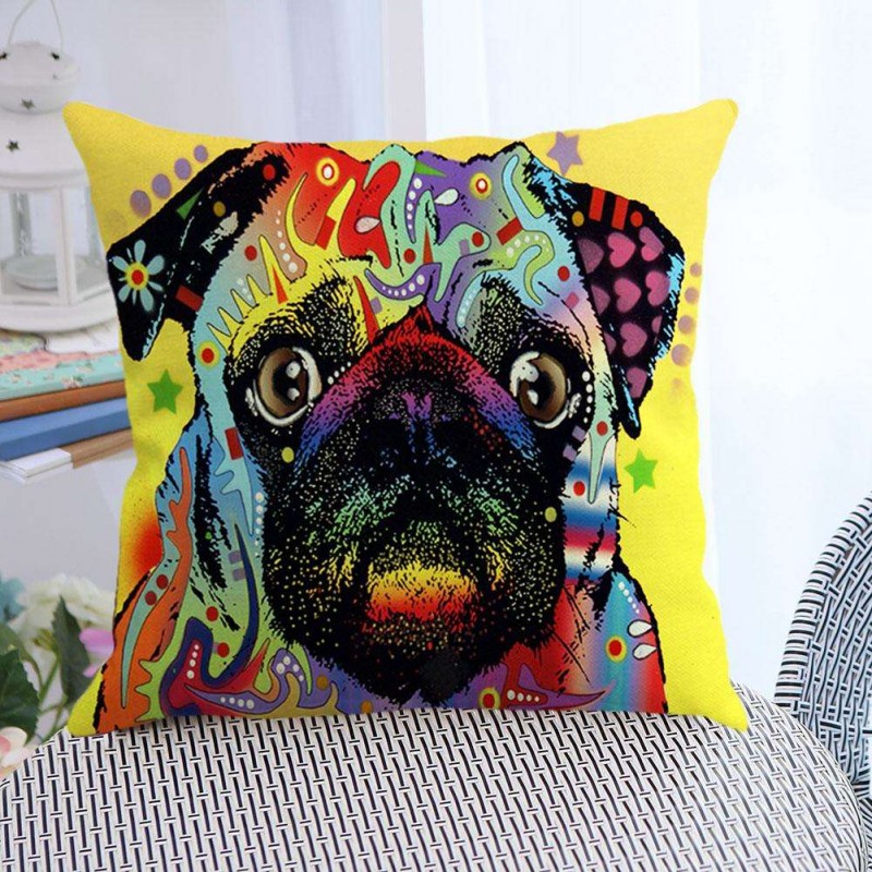 Dog Print Water Absorption Breathable Pillowcase Cushion Cover Home Decor(A