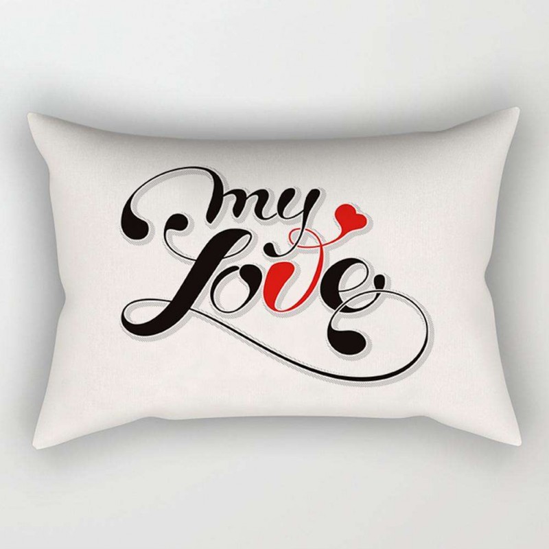 Letter Print Breathable Cushion Cover Pillowcase Home Car Decor(My Love)