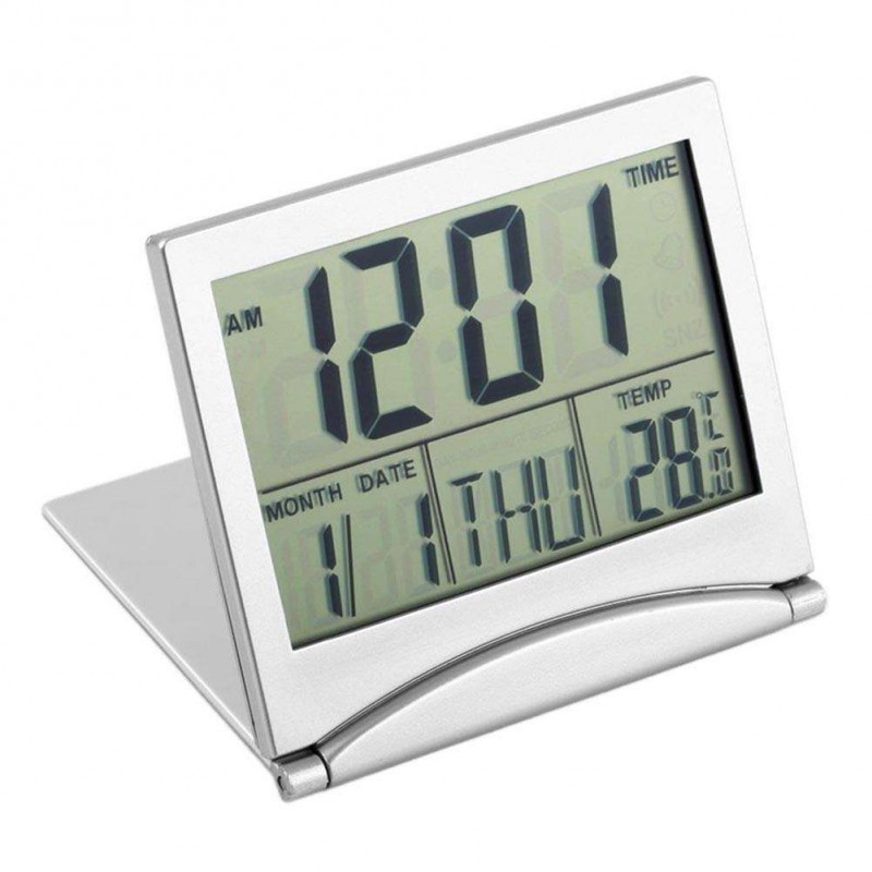 Folding LCD Thermometer Calendar Alarm Digital Clock Home Birthday Reminder