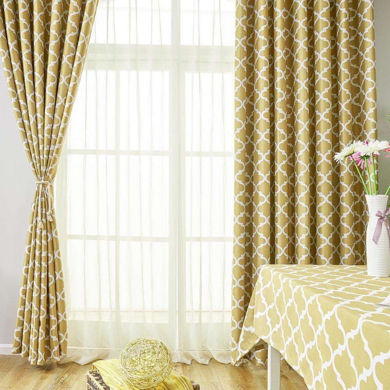 1 x 2.5m Ellipse Printed Blackout Window Curtain Shading Cover (Yellow)