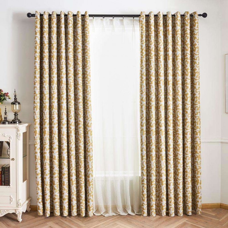 Print Shading Window Curtain Blinds Finished Drapes for Home Decor(Yellow)