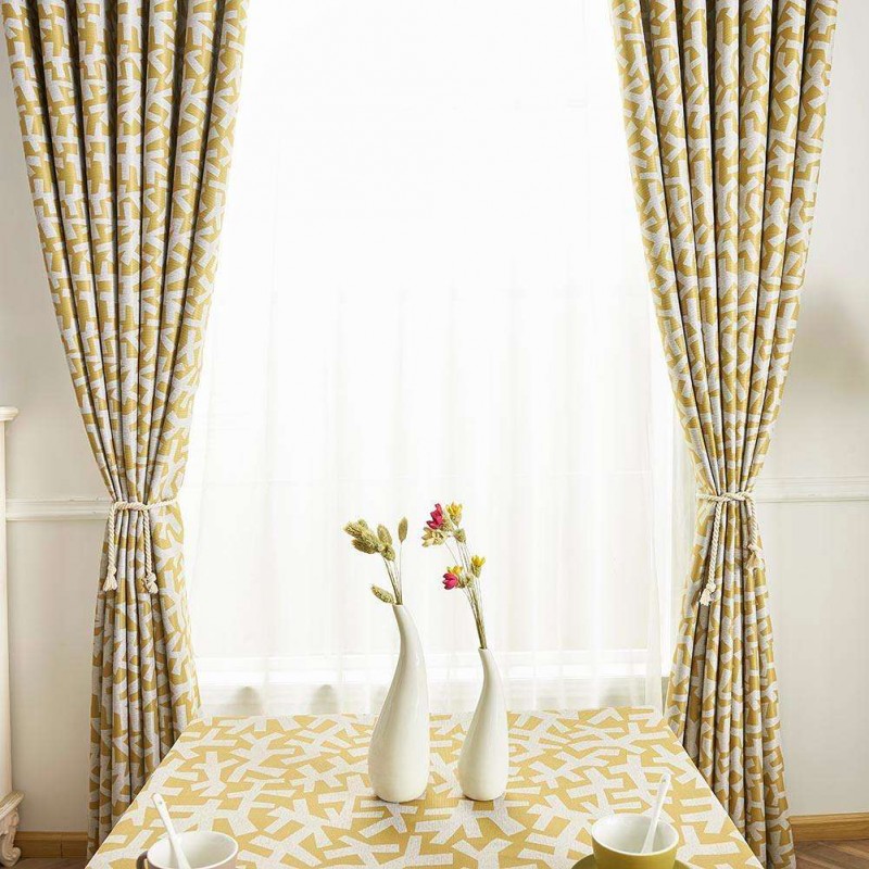 Print Shading Window Curtain Blinds Finished Drapes for Home Decor(Yellow)