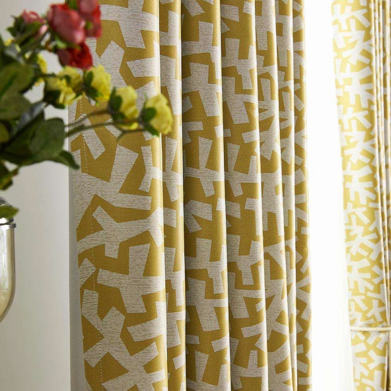 Print Shading Window Curtain Blinds Finished Drapes for Home Decor(Yellow)