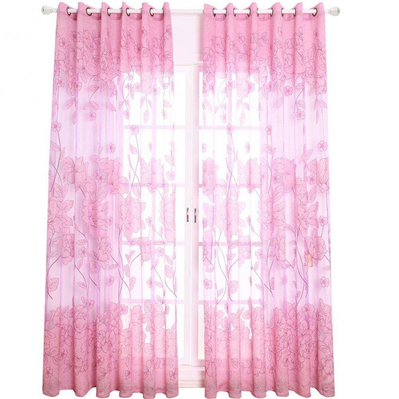 Jacquard Flower Embroidered Curtain Yarn...