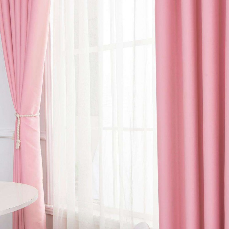 Modern Blackout Curtains for Window Blinds Drapes for Living Room(Pink)