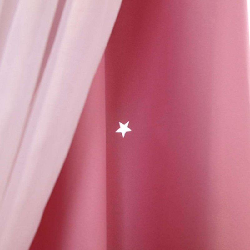 1pc Hollowed Star Shading Window Curtain Drapes Purdah for Living Room(Pink